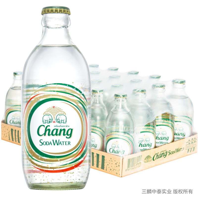 泰国进口 三麟大象苏打水 325ml*24 Chang泰象牌苏打气泡水 整箱装